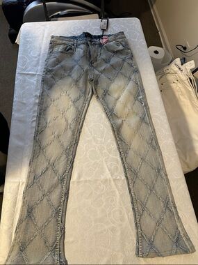 Women's Light Blue Diamond-Quilted Jeans